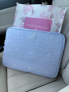 LoveShackFancy Powder Blue Floral Laptop Sleeve